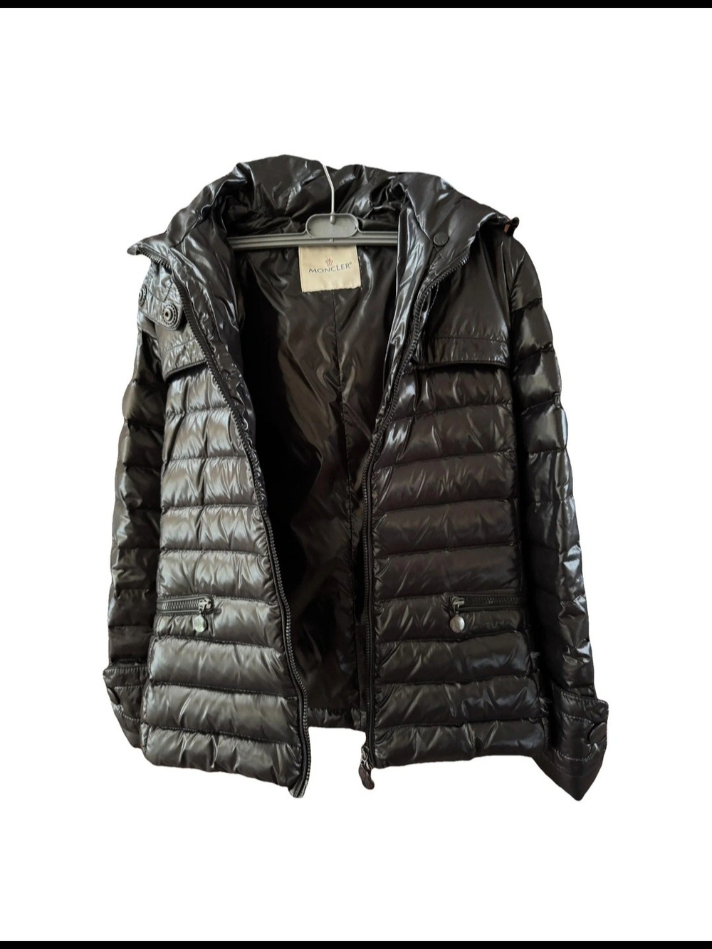Moncler Womens Black Quilted Down Jacket with belt